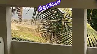 pussy flash at beach resort by outdoor housewife