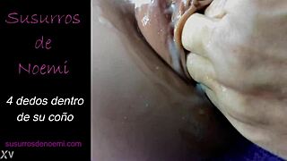 Specific Fingering Action with Four Digits Deep Inside Her Wet Pussy Until Orgasm