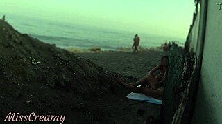 WATCH This French Stepdaughter HELP Me CUMSHOT on Public Beach After Flashing Cock in Risky Outdoor Sex!