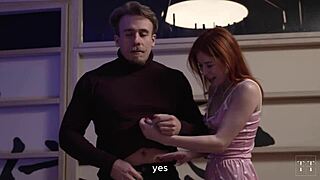 Skinny Asian Pussy Gets Wet Creampie from Redhead Friend and Stepbrother in Christmas Threesome