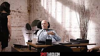 Stepdad Lets Stepson Fuck Secretary In Office With Rough Deepthroat Action