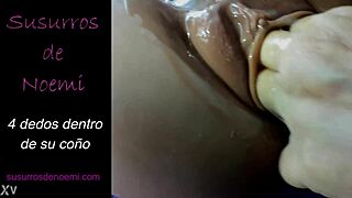 Specific Fingering Action with Four Digits Deep Inside Her Wet Pussy Until Orgasm