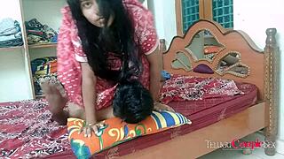 married telugu indian couple shares romantic rough sex. desi wife takes cumshot creampie inside her pussy.