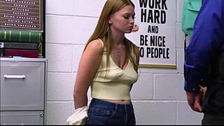 Tiny 18+ Teen 18+ Shoplifter Fucked by Officer After Strip Search