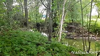 Skinny teen Evelina Darling acts cocky by flashing small tits in public and sucking dick in risky outdoor spots