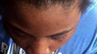 suckin my dick in the rain with black ebony teen 18+ blowjob action