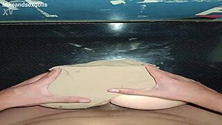 trailer with candy's anal in beige panties spreading gaping asshole for cum on ass creampie