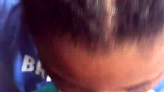 suckin my dick in the rain with black ebony teen 18+ blowjob action