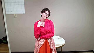 Femdom masturbates while roleplaying domming her neighbor with huge tits and feet action