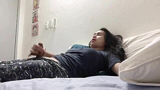 hot shemale anairb SHOOTS big cumshot in solo masturbation session