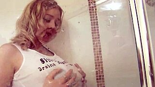 Blonde Sapphire Strips And Teases In Wet Shower Scene