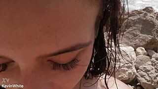 so, i'm out here fucking on the beach with my stepsister, right? some bathers are watching us have this public sex with blowjob, creampie, and tight shaved pussy action in a passionate roommate fantasy