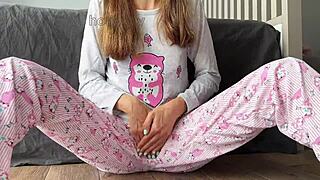 skinny asian babe masturbates small 18+ tits and fingers shaved pussy to squirting orgasm