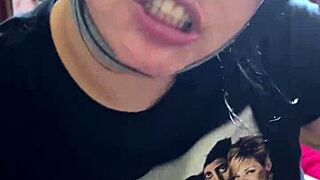 Curvy Brunette Pulls Out Big Natural Tits For Sloppy Pov Blowjob And Cumshot Finish