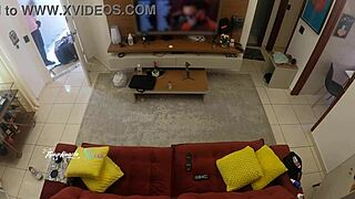 hot wife thay ksada gets recognized by delivery man and lets him suck her big natural tits on sofa in public tease