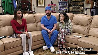 Freshman Solana Experiences Mandatory Close Up Shaved Pussy Hitachi Vibrator Orgasm