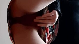 Skinny brunette masturbates tight pussy at home until orgasm cums on her face in solo session