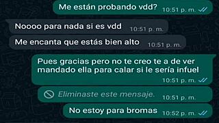 Mi amiga en mini short is getting so hot in our WhatsApp chat, showing off that homemade Latina milf vibe.