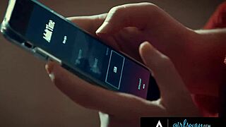 Unsatisfied Brunette Fantasizes Romantic Scissoring Fuck with Busty Angela White in Lingerie