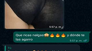 Mi amiga en mini short is getting so hot in our WhatsApp chat, showing off that homemade Latina milf vibe.