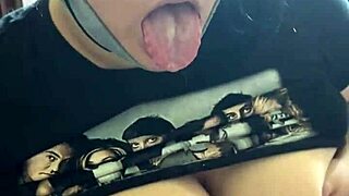 Curvy Brunette Pulls Out Big Natural Tits For Sloppy Pov Blowjob And Cumshot Finish