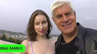 Porno Dan licks curvy muscular girl in doggystyle threesome with blowjob and handjob