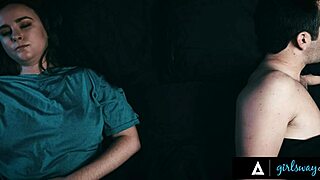 Unsatisfied Brunette Fantasizes Romantic Scissoring Fuck with Busty Angela White in Lingerie