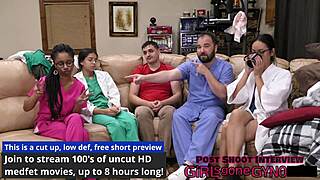 Petite Aria Nicole Spreads Shaved Pussy for Catheter by Doctor Tampa in Florida Hospital