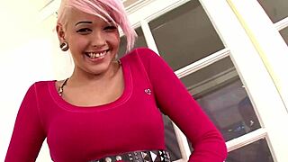 Christina Sexy Short Pink Hair Hottie Delivers Huge Cock Pov Blowjob And Cum Swallow