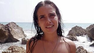 so, i'm out here fucking on the beach with my stepsister, right? some bathers are watching us have this public sex with blowjob, creampie, and tight shaved pussy action in a passionate roommate fantasy