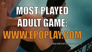 horny blonde stepdaughter shows off big ass. blowjob on tits and pussy