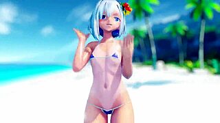 Adorable Teddy Bear in Bikini Dancing Fun!