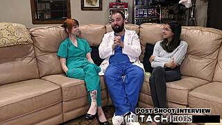 freshman experiences mandatory hitachi vibrator orgasm in pov with gloves latex roleplay behind the scenes moaning