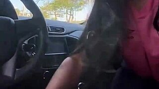 kriok teen caught giving intense blowjob in car during broad daylight outdoors in pov style
