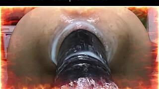 Monstruoso animal stretches gaping asshole with huge insertion