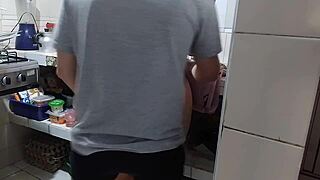 i found my curvy stepmom provoking me in the kitchen while her husband rested