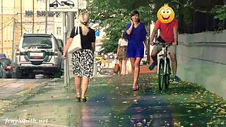 Hidden cam shows Jeny stripping nude in public street