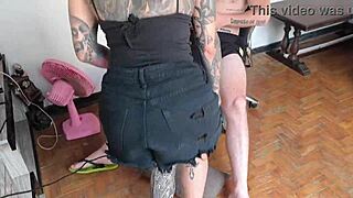 Gay guy licks tattooed pornstar's big ass and wet pussy before intense anal fucking