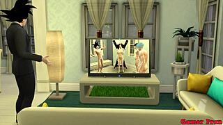 Hey, check out this Dragon Ball hentai where Goku sees his wife Milk getting fucked hard by their sons in wild anal action!