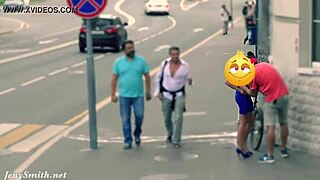 Hidden cam shows Jeny stripping nude in public street
