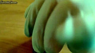 i love how i jerk off this big black dildo wearing my gloves carefully