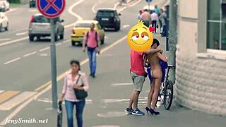 Hidden cam shows Jeny stripping nude in public street