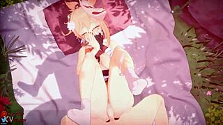 the hentai anime cartoon features intense creampie cumshot in 3d pussy cock action