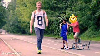 Hidden cam shows Jeny stripping nude in public street