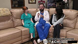 freshman experiences mandatory hitachi vibrator orgasm in pov with gloves latex roleplay behind the scenes moaning