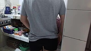 i found my curvy stepmom provoking me in the kitchen while her husband rested