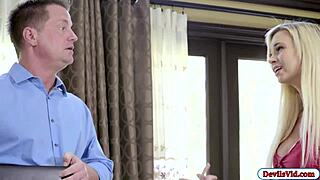 Astrid Blonde Babe Deepthroats Big Cock Before Fucking and Facial Cumshot