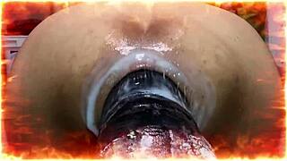 Monstruoso animal stretches gaping asshole with huge insertion