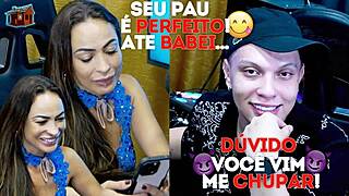 Brazilian casting interview with glamorous Latina Belinha Baracho kissing and drooling over Ruan's huge pau in uncensored sensual podcast P�pum no Barraco