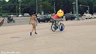 Hidden cam shows Jeny stripping nude in public street